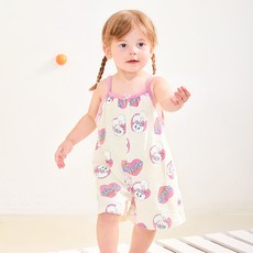 mollimelli 女童愛心圖案五分吊帶褲