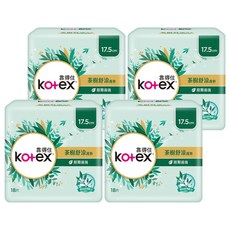 Kotex 靠得住 茶樹舒涼護墊 經期前後, 17.5cm, 18片, 4包