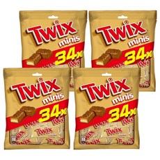Twix 特趣 迷你焦糖夾心巧克力樂享包 酥脆餅乾 濃郁焦糖 香濃牛奶巧克力, 340g, 4袋