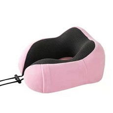 알파커머스 여행용 기내 메모리폼 목베개 끈조절 통풍 커버 목쿠션, 핑크