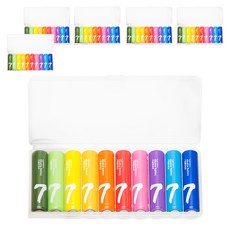 Cuktech 鹼性電池 4號AAA B07 1.5V穩定電壓 繽紛色彩易區分 含電池盒收納, 10顆, 6盒