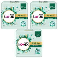 Kotex 靠得住 茶樹舒涼護墊 經期前後, 17.5cm, 18片, 3包