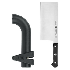 ZWILLING 雙人 德國 中式廚刀&TWIN SHARP磨刀器2件組, 黑色 + 銀色, 1組