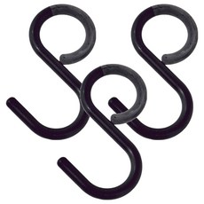 SHIMOYAMA 防掉型多功能S型掛勾 3 x 3.6 x 6.4cm 3個, 黑色, 1組