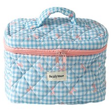 Day Bloom化妝包 多用途 大容量 尿布收納包, 藍色格紋
