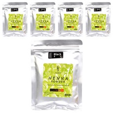코겐 헤나파우더 염색약 100g, 블랙, 5개