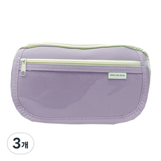동아피엠에스 대용량 9포켓 투명 필통, 라벤더, 3개