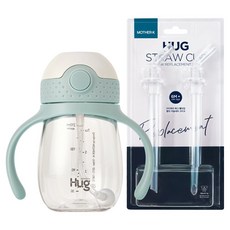 마더케이 허그 추 빨대컵 + 빨대 리필 2p, 210ml, 1세트, 민트