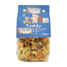 little pasta 小小帕斯達 泰迪熊造型義大利麵, 菠菜番茄口味, 100% 義大利杜蘭小麥, 無鹽無糖無色素, 300g, 1盒