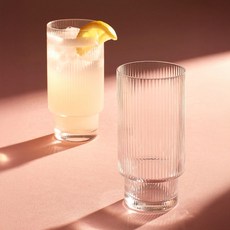 BELLE design 百褶新款長型玻璃杯 022-5 300ml, 2個, 透明