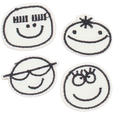 笑臉系列熱熔膠布貼 毛毛蟲眉毛+太陽眼鏡+小眼睛+睫毛, 象牙, 1套