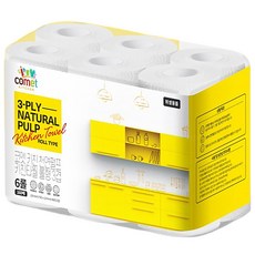 comet 三層捲筒廚房紙巾, 6捲, 1袋