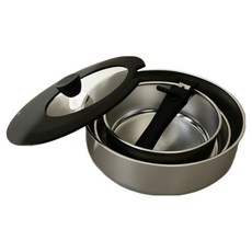 dellago 電磁爐用 五層無研磨多功能不鏽鋼深煎鍋組, 銀色 + 黑色, 1套, 5件組