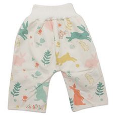 OhBabyLying 寶寶高腰防水隔尿褲 4-8歲, M(彈性腰圍16cm 裙長45cm), 七彩萌兔