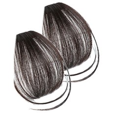 GABAL WITH 人造髮鬢角款瀏海假髮, 黑色, 2個