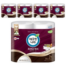 깨끗한나라 천연펄프 3겹 촉앤감 케어 고급롤화장지, 30m, 4개입, 5개