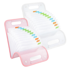 아코디언 파일 가방, 화이트, 핑크, 2개