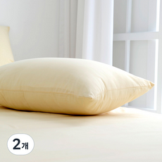 스코홈 순면 해피시리즈 베개커버 + 솜 세트, 해피크림옐로우, 2개