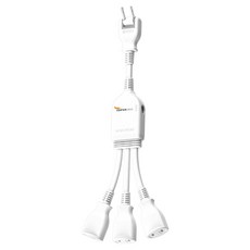 SUPERCELL 超電王 1對3任意轉插座線 台灣製造, 32cm, 白色, 1條