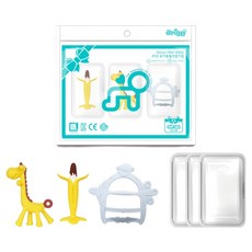 ange 手環固齒器3件組, 巧克力香蕉 + 長頸鹿 + 猴子手環藍色