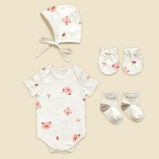 ikii 아동용 오가닉 바디슈트 4종 세트 반소매