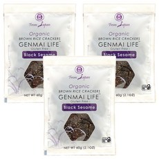 MUSO 有機糙米仙貝 黑芝麻 日本原裝進口 無麩質 健康零食, 60g, 3包