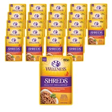 웰니스 고양이 헬시 인덜전스 슈레드 습식사료, 가다랑어와 새우, 85g, 24개