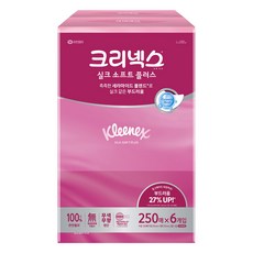 크리넥스 실크 소프트 플러스 천연펄프 미용티슈 2겹, 250매, 6개