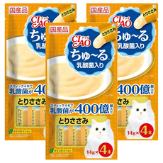 INABA CIAO 啾嚕肉泥 乳酸菌配方 雞肉口味 4條入, 雞肉 乳酸菌配方, 56g, 3袋