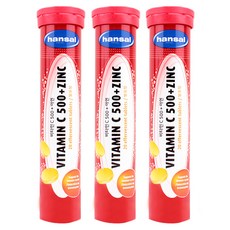 hansal 賀壽 維他命C500+鋅發泡錠, 20顆, 3個