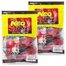 NEOTEX Neoloonz 聖誕印花氣球套組 3款 30入, 珍珠紅寶石紅, 珍珠銀, 珍珠祖母綠, 2套