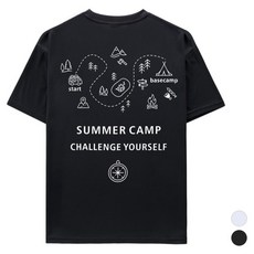 MCT 男女通用機能性快乾露營地圖大尺碼涼感短袖T恤, 黑色