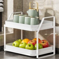 Block Mart 水杯收納架 瀝水盤 桌面, 2層, 珍珠白