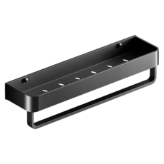 太空鋁浴室置物架 LSD托盤有桿, 黑色, 1個