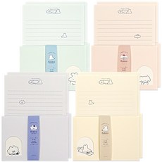 뭉구 1000 감성 보바 창문 편지지 4종 x 2p 세트, 크림 + 민트 + 페일핑크 + 세레니티, 1개