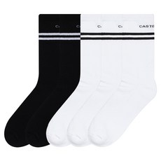 까스텔바작 홀인원 쿠션 크루 삭스 5p, 화이트, 블랙