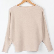 BBAEBBAE 女款船型領蝙蝠袖羅紋針織衫