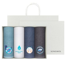 Songwol 松月 毛巾 Day Clean 洗臉毛巾 150g 30支棉紗 4入 + 購物袋, 1個, 隨機出貨