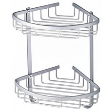 免打孔太空鋁雙層牆角置物架 尺寸約30*35cm, 1個