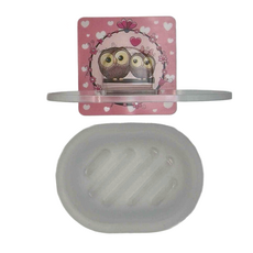 Easy 易立家 無痕掛勾 肥皂盒 1組, 粉紅貓頭鷹