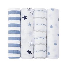 aden anais 經典多功能包巾, 灰藍星星, 4條, 1組