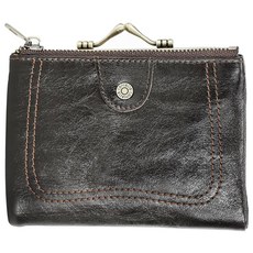 RFID 真皮頭層牛皮翻頁卡位女士皮夾錢包口金包短夾女夾 LH1007