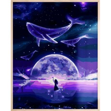 ARTJOY 顏料2倍 DIY 數字油畫 40 x 50 cm, 夢想的鯨魚