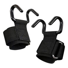 비레보 웨이트 턱걸이 후크 손목밴드 스트랩, 블랙, 2개