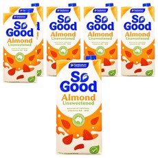 So Good 無糖杏仁奶, 高鈣低脂, 素食者適用, 無乳糖無麩質, 1L, 6瓶