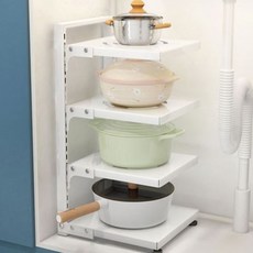 모두의브랜드 후라이팬 냄비 정리 수납 높이조절 거치대, 4단, 화이트, 1개