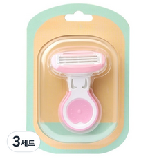 바롬몰 여성용 간편한 면도기 핑크 홀더 5 x 7.5 cm + 블레이드 + 블레이드커버 세트, 3세트