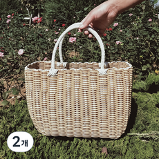 All High塑膠野餐籃 大, 02 Beige, 2個