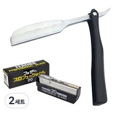 GREAGER 經典單刃刮鬍刀 GR-102S + Feather 刮鬍刀片 PB-20 套組, 2套, 單刃刮鬍刀專用刀片 + Feather 刮鬍刀片(20入)