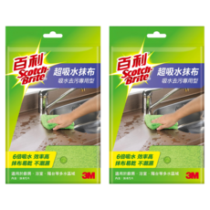 3M Scotch-Brite 百利 超吸水抹布 單片包, 2包